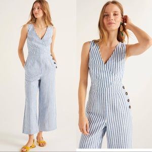 BODEN Dorothea Wrap Jumpsuit Blue Stripe Jumpsuit